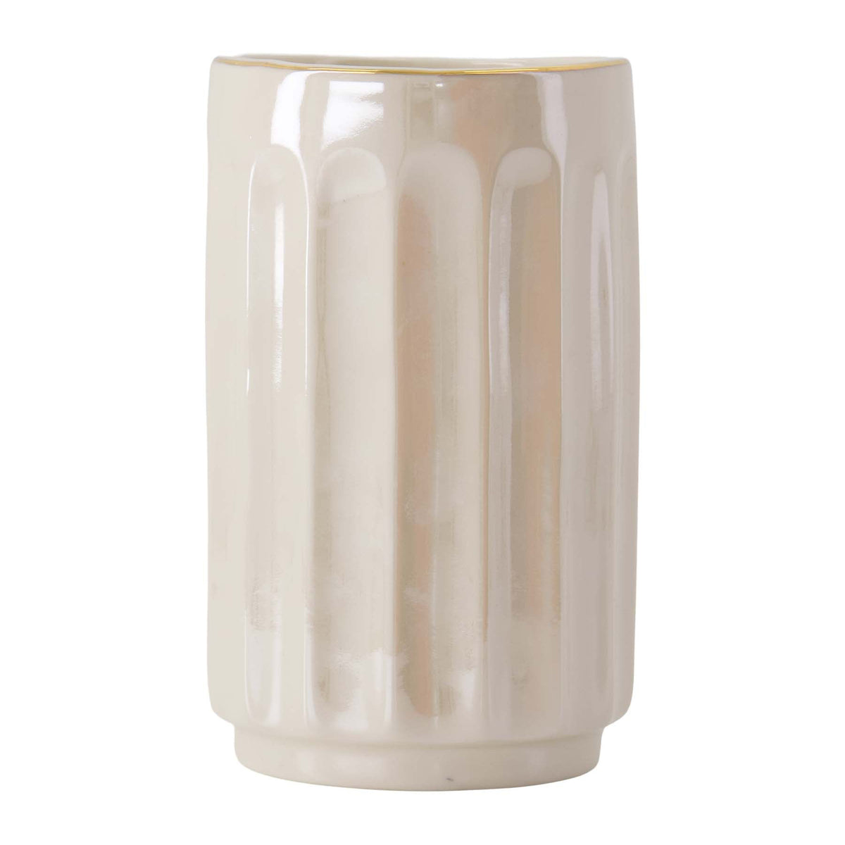 Tafelvaasje Ribbel Parelmoer Keramiek