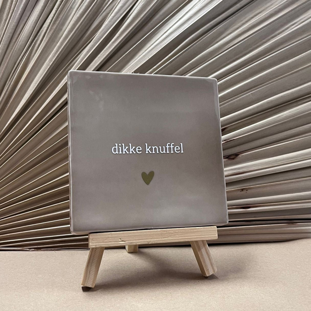 Tegeltje Dikke knuffel Beige met mini ezel