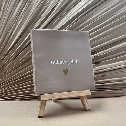 Tegeltje Dubbel geluk Beige met mini ezel