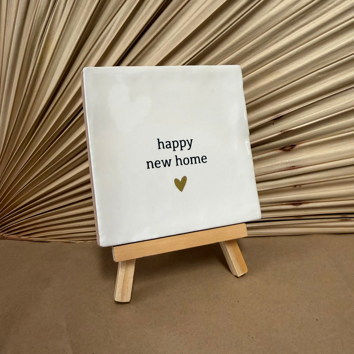 Tegeltje Happy new home Wit