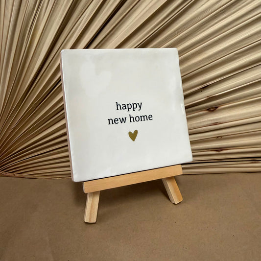 Tegeltje Happy new home Wit