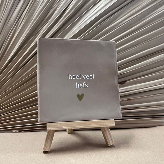Tegeltje Heel veel liefs Beige met mini ezel
