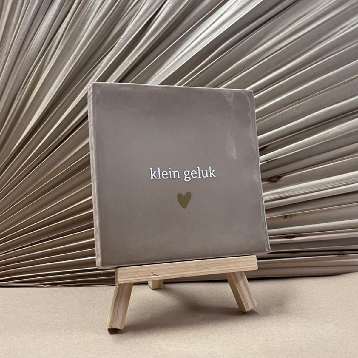 Tegeltje Klein geluk Beige met mini ezel