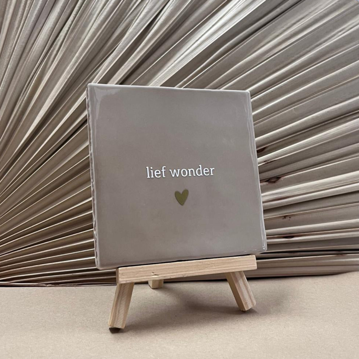 Tegeltje Lief wonder Beige met mini ezel