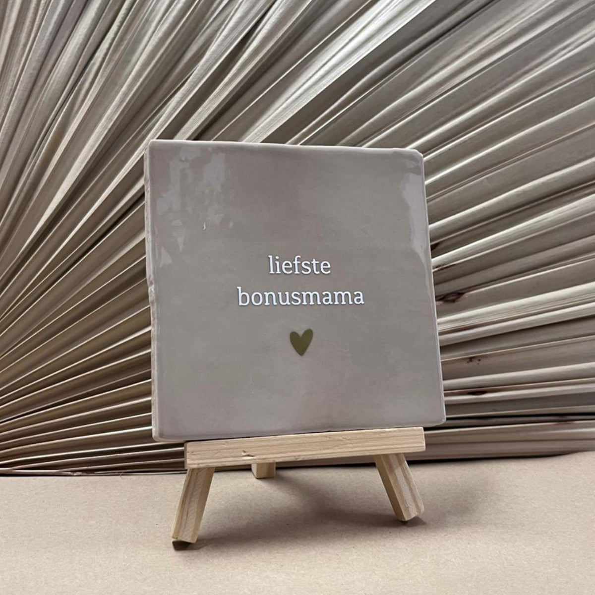 Tegeltje liefste bonusmama Beige en mini ezel