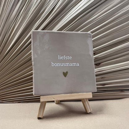 Tegeltje liefste bonusmama Beige en mini ezel