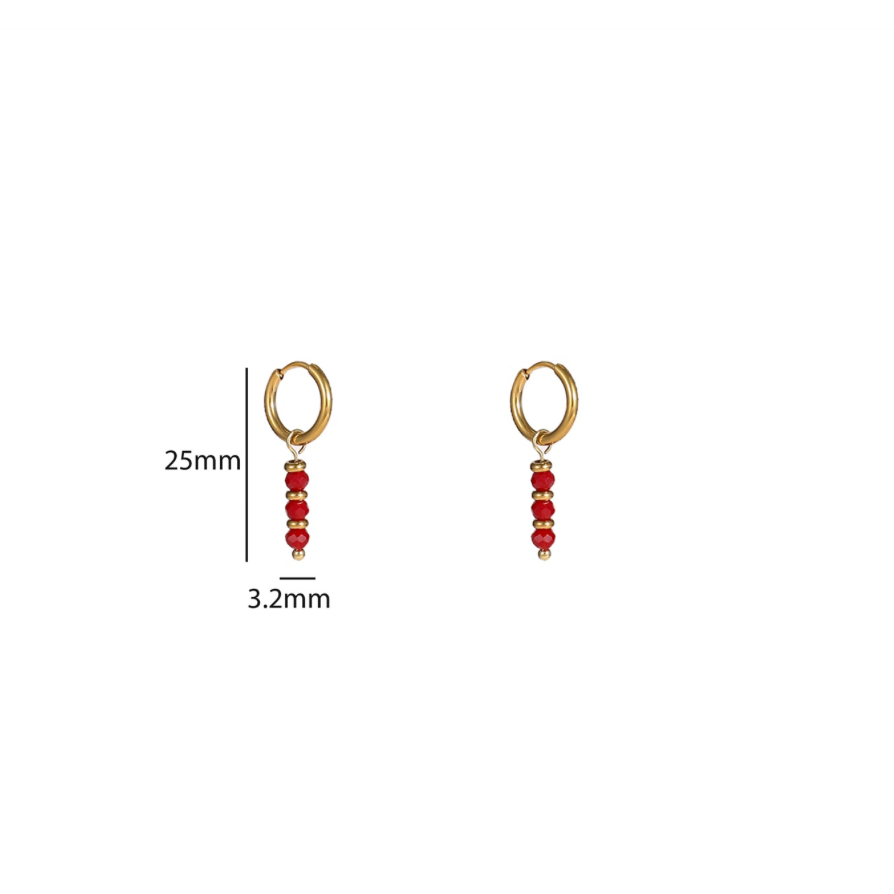 Triple Bead Hoop Burgundy E56143-5