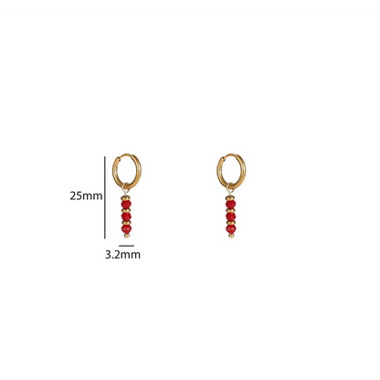 Triple Bead Hoop Burgundy E56143-5