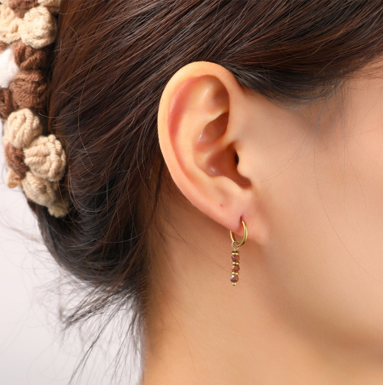 Triple Bead Hoop Coffee E56143-4