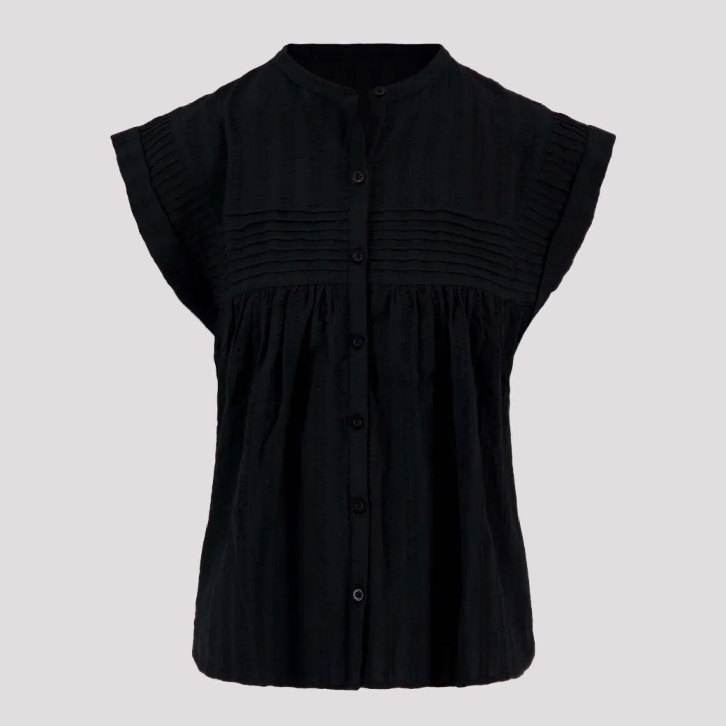 Voile blouse met structuur zwart 