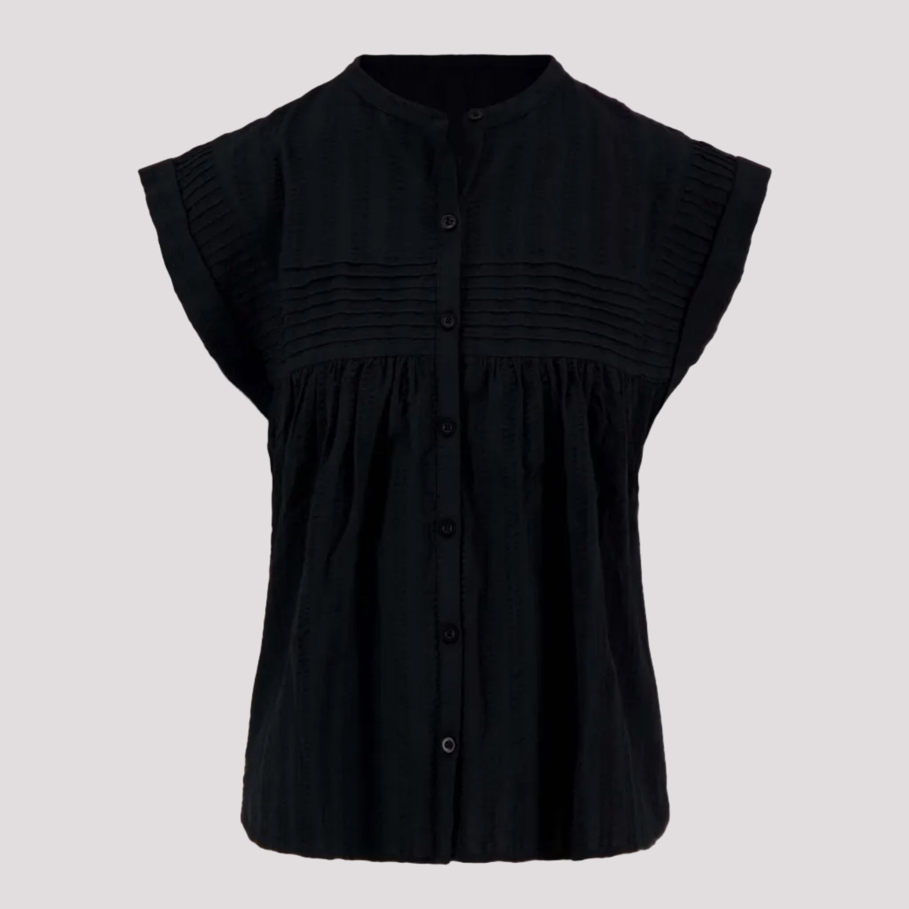 Voile blouse met structuur zwart 