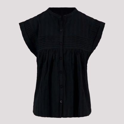 Voile blouse met structuur zwart 