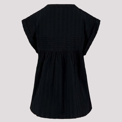 Voile blouse met structuur zwart 