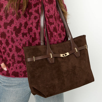 Suède Schoudertas | Faye | Donkerbruin