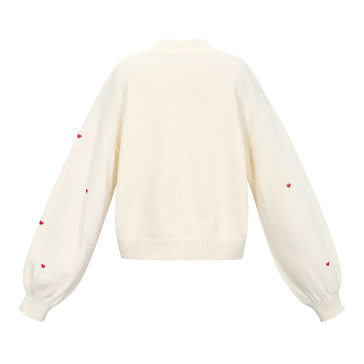 Sweetheart charm sweater | Gebroken wit - rood