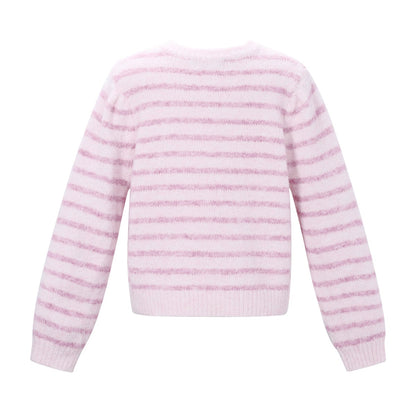 Gebreid Vest Strepen | Roze - Licht roze